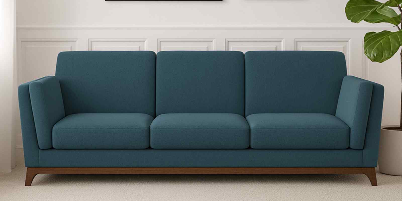 Candy Fabric 3 Seater Sofa in Sea Blue Color