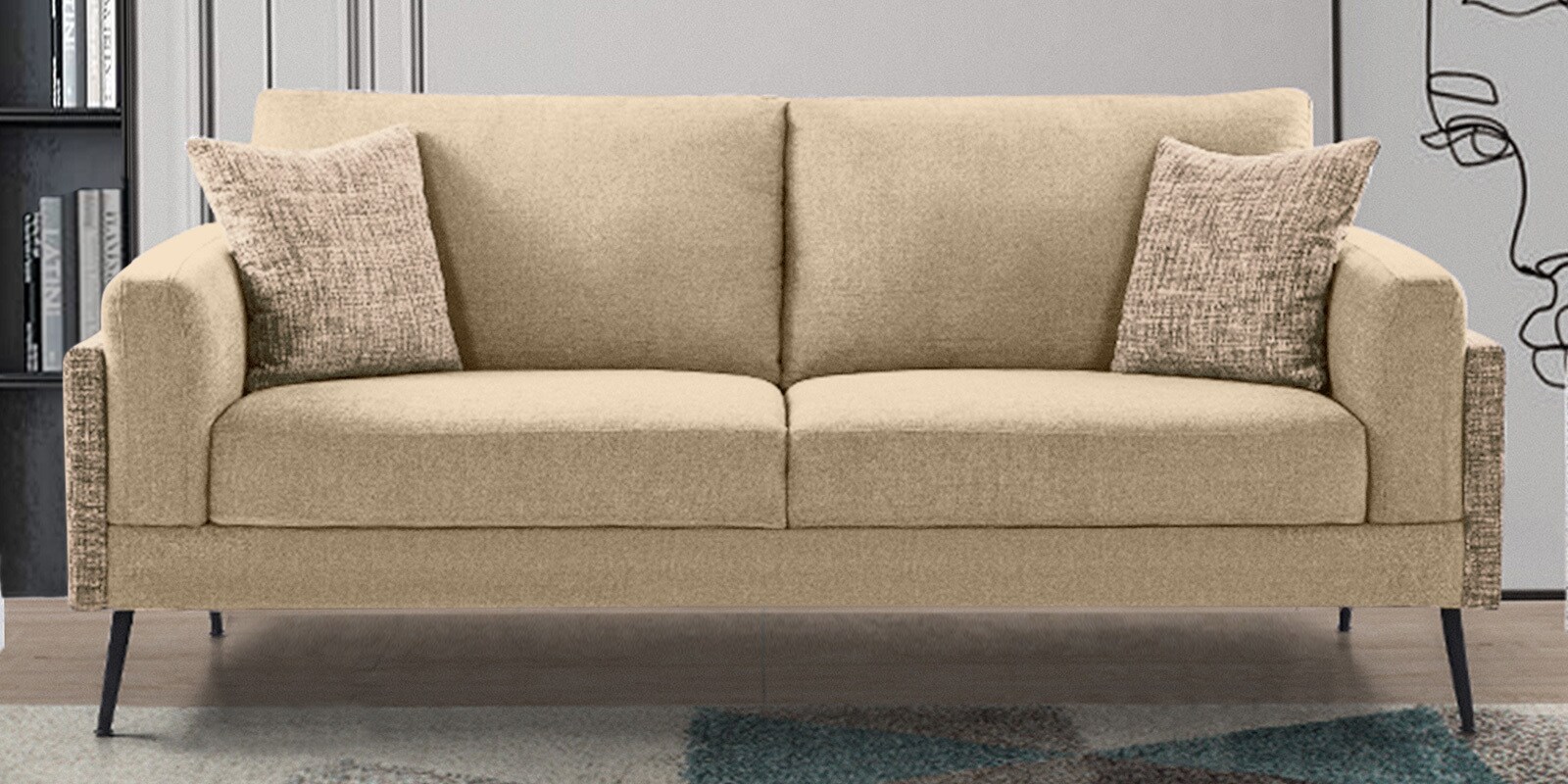 Cannes Fabric 3 Seater Sofa in Cream Colour Cannes Fabric 3 Seater Sofa in Cream Colour