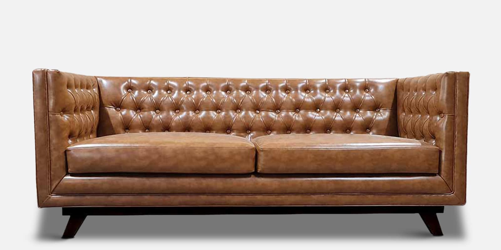 Cannott Leatherette 3 Seater Sofa in Caramel Brown