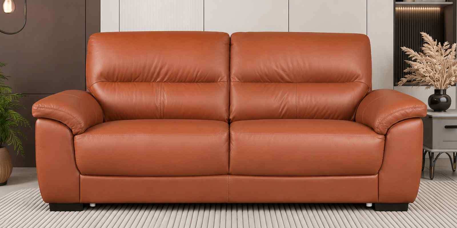 Canyon Leather 3 Seater Sofa In Brown Colour Canyon Leather 3 Seater Sofa In Brown Colour