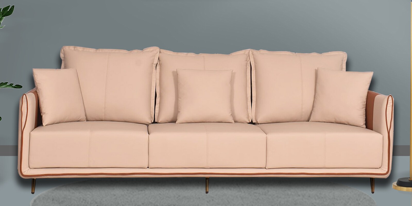 Carnival 3  Seater Sofa Cream & Tan Colour