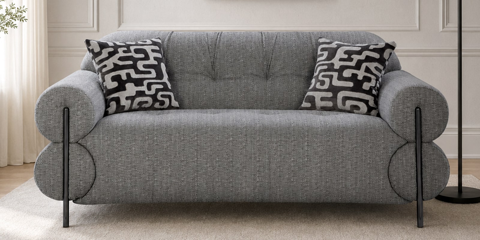 Casablanca Fabric 2 Seater Sofa in Grey Colour Casablanca Fabric 2 Seater Sofa in Grey Colour
