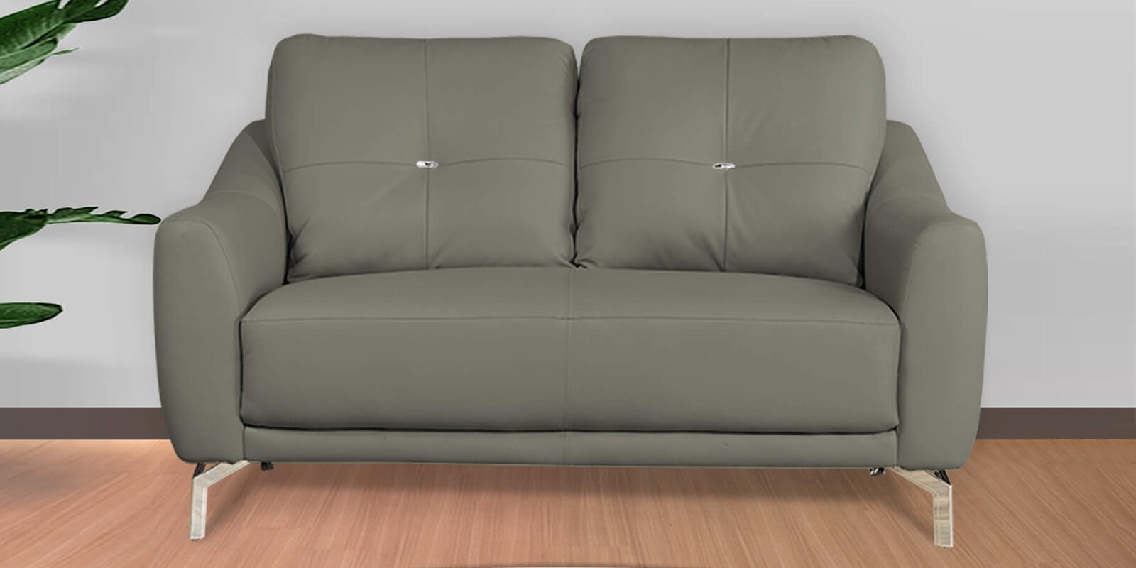 Castle Leatherette 2 Seater sofa in Grey Colour