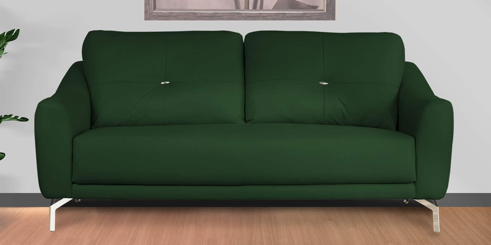 Castle Leatherette 3 Seater sofa in Green Colour