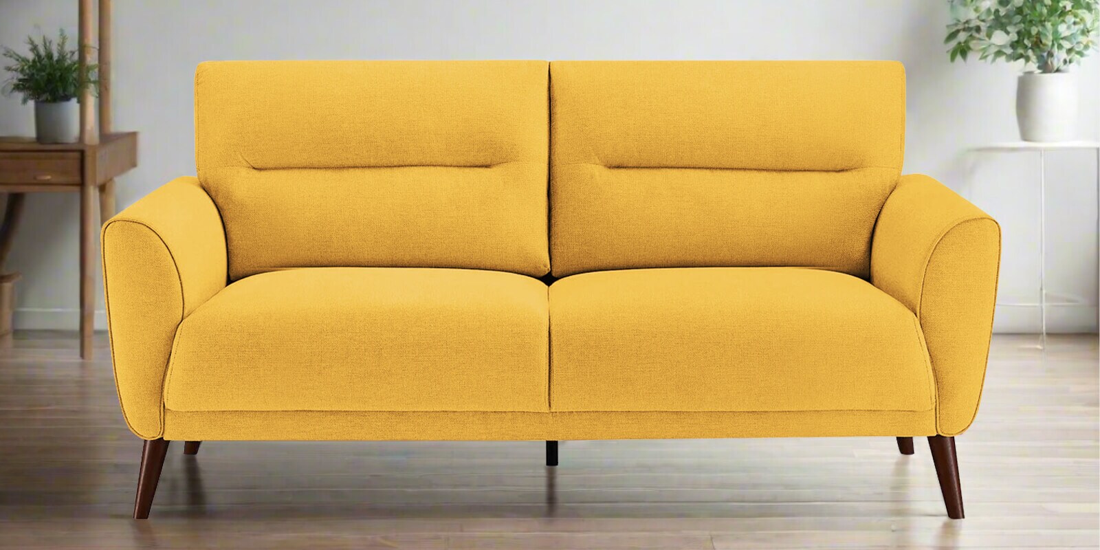 Castro Fabric 2 Seater Sofa In Bold Yellow Color