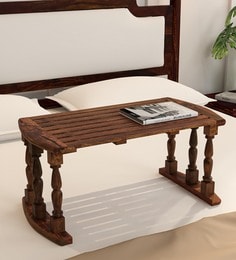Canton Sheesham Wood Portable Table in Scratch Resistant Honey Oak Finish