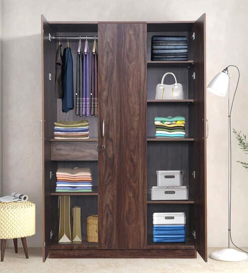 Cabalina 3 Door Wardrobe In Natural Walnut Colour