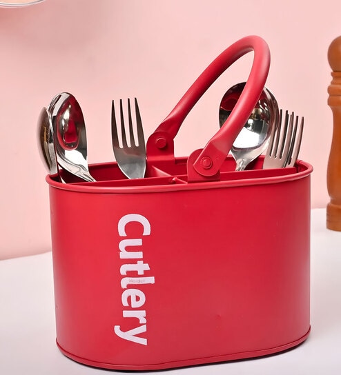 Caddy Iron Cutlery Holder (Red)