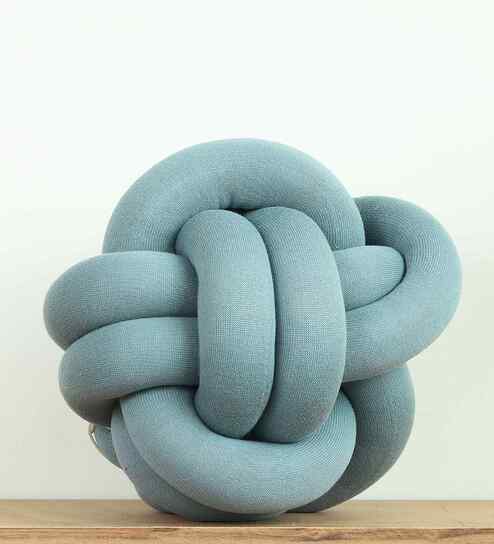 Cadet Blue 100% Cotton 11X11 Inches Knitted Shaped Cushion