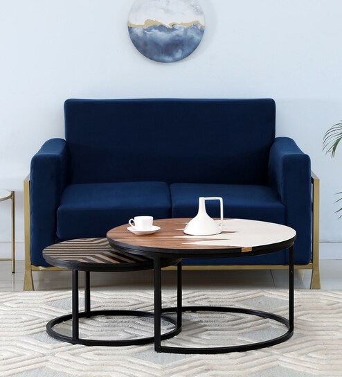 Cady Metal Nesting Coffee Table Set In White Finish (Set Of 2)