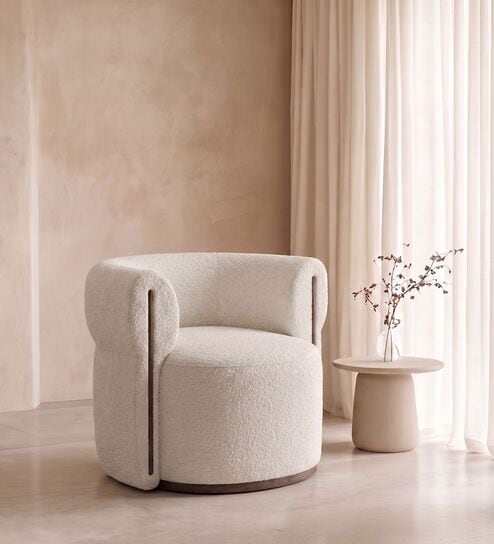 Caevello Modern Arm Chair In Ivory Colour