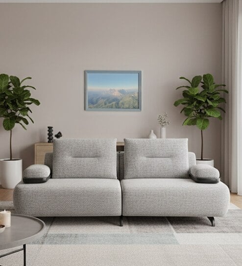 Camaro Fabric 3 Seater Sofa In Grey Colour