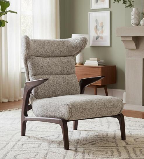 Camaro Fabric Arm Chair In Grey Colour