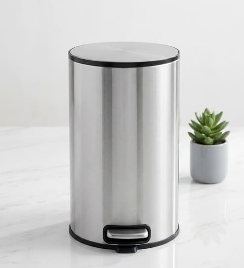 Silver Metal Camden Trash Bin 8 Ltr