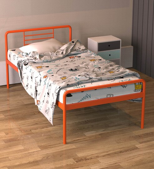 Buy Camden Single Metal Bed In Orange Finish By Littlebird Online