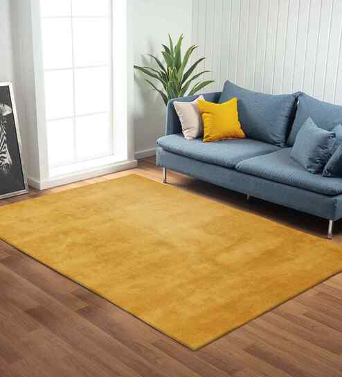 Camel Solid Polyester 4x6 Feet Machine Made Carpet