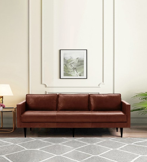 Cameroom Leatherette 3 Seater Sofa in Lama Brown Colour