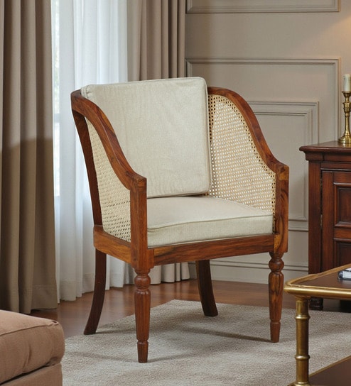 Camlough Sheesham Wood 1 Seater Sofa In Honey Oak Finish