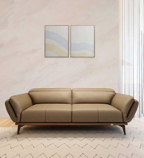 Campbell Leather 3 Seater Sofas in Brown Colour