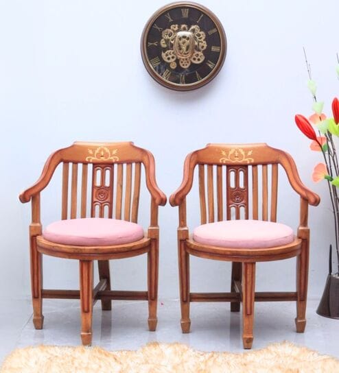 Canasto Teak Wood Arm Chair In Teak Colour (Set of 2)