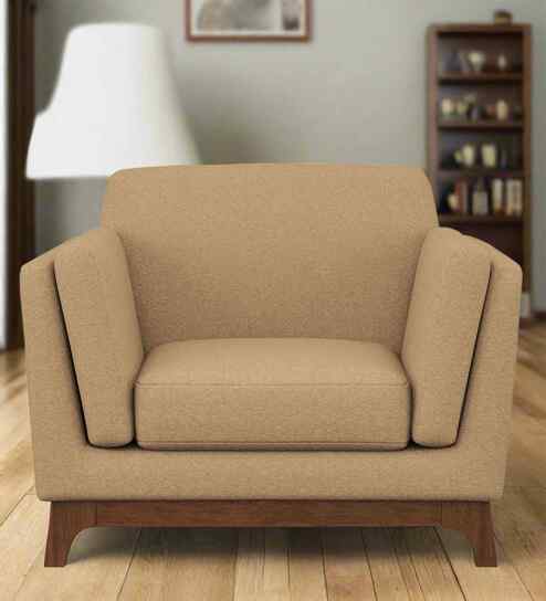 Candy Fabric 1 Seater Sofa in Copper Brown Color
