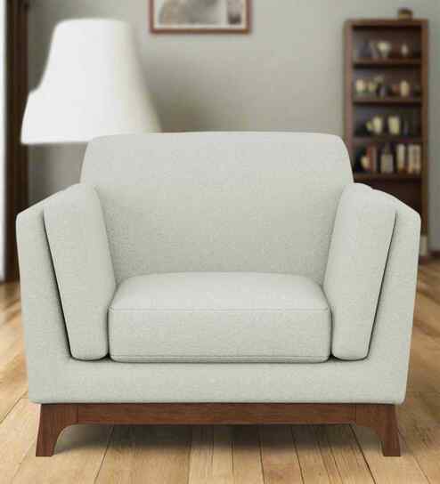 Candy Fabric 1 Seater Sofa in Pearl White Color