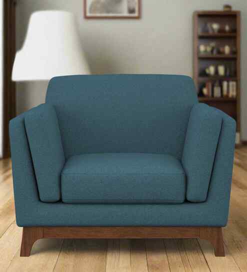Candy Fabric 1 Seater Sofa in Sea Blue Color