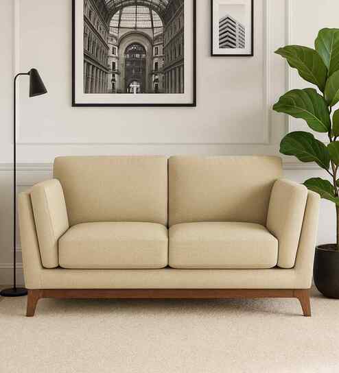 Candy Fabric 2 Seater Sofa in Cotton Beigen Color