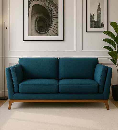 Candy Fabric 2 Seater Sofa in Sea Blue Color