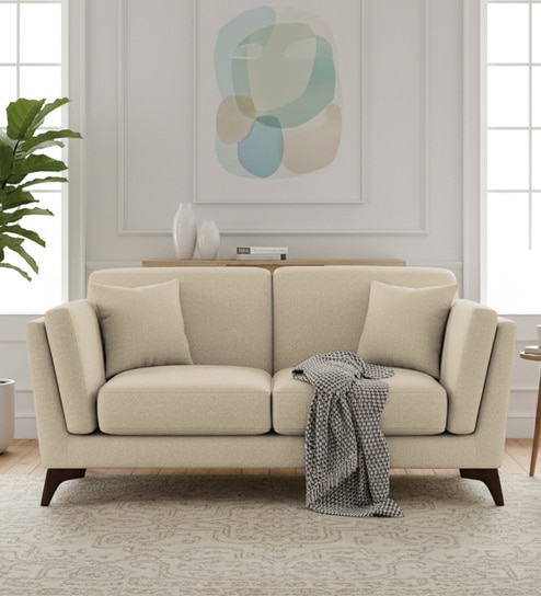Candy Fabric 2 Seater Sofa in Cotton Beigen Color By Febonic