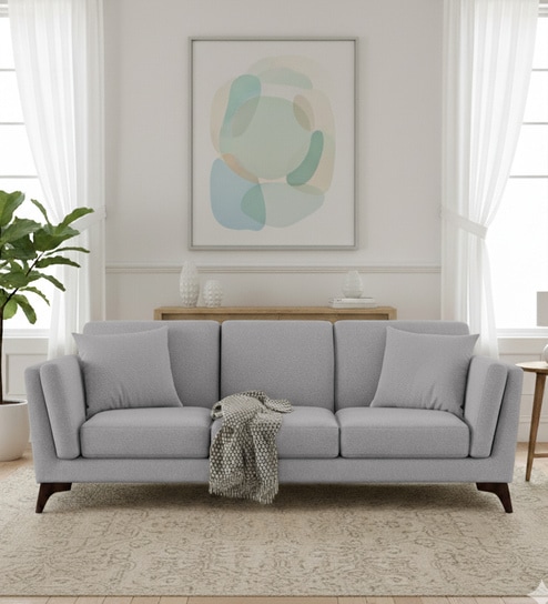 Candy Fabric 3 Seater Sofa in Dim Grey Color By Febonic