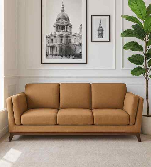 Candy Fabric 3 Seater Sofa in Copper Brown Color