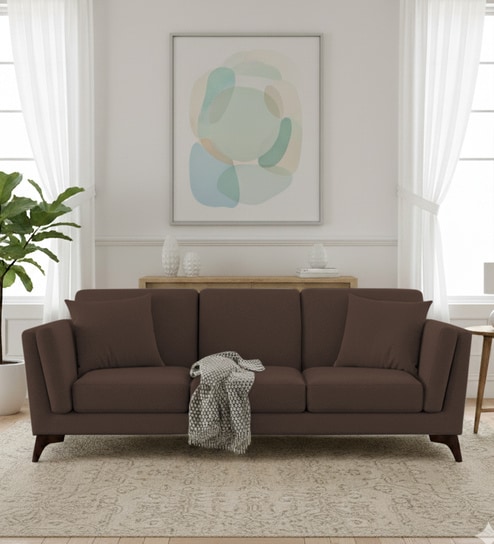 Candy Fabric 3 Seater Sofa in Beaver Brown Color By Febonic