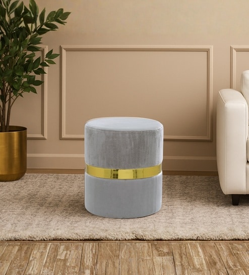 Candy Ottoman In Beige Velvet Color