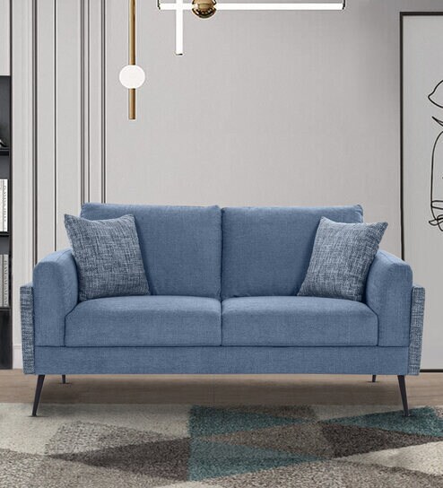 Cannes Fabric 2 Seater Sofa in Blue Colour