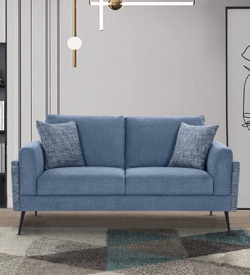 Cannes Fabric 2 Seater Sofa in Blue Colour