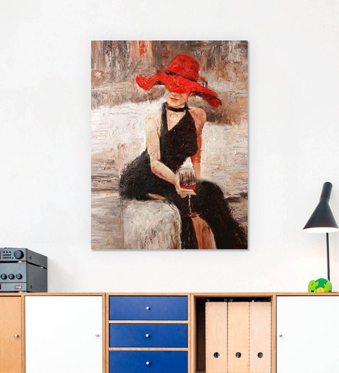 Buy Canvas 24 X 0 2 X 36 Inch Lady In Red Hat Unframed Handpainted