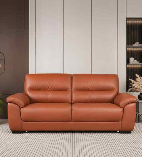 Canyon Leather 3 Seater Sofa In Brown Colour