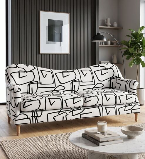 Capri Abstract Linear 3 Seater Upholstered Sofa 