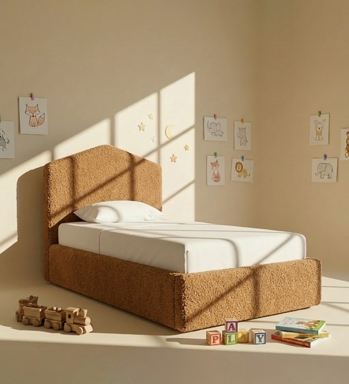 Caramel Arch Kids Twin Bed In Brown Colour