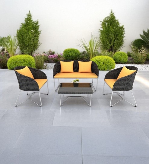 Carbon Wicker 2+1 Seater Sofa with Table In Beige Colour
