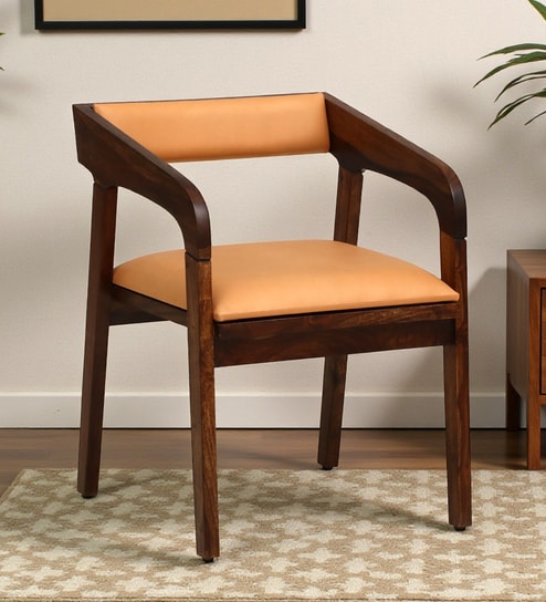 Carden N Sheesham Wood Arm Chair In Provincial Teak Finish With Back Cushion