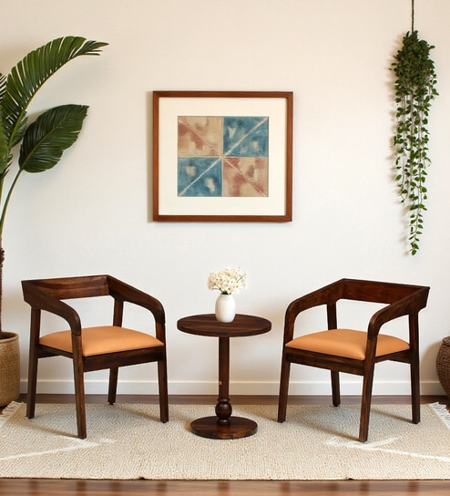 Carden N Sheesham Wood Cafe Table Set In Provincial Teak Finish