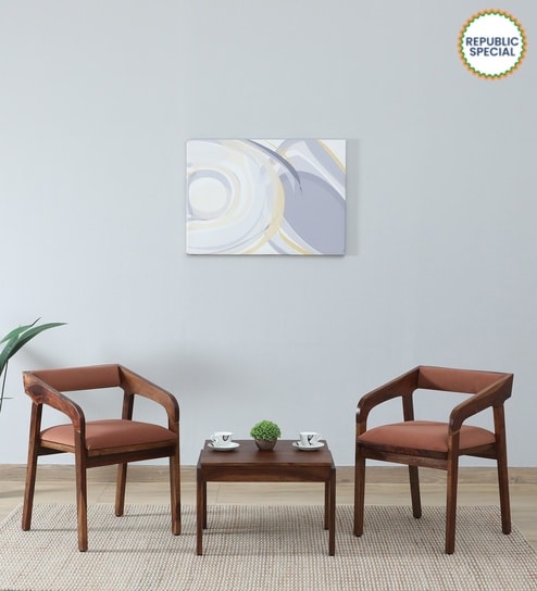 Carden Sheesham Wood Coffee Table Set In Scratch Resistant Provincial Teak Finish And Mocha Mousse Colour With Cushion