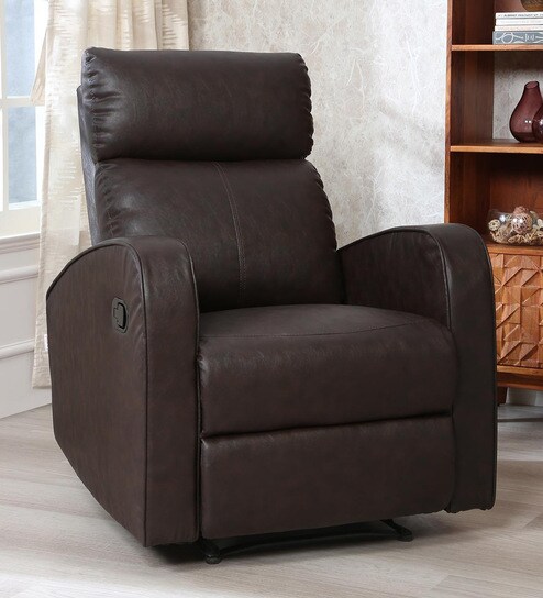 Carerra Leatherette 1 Seater Manual Recliner in Dark Brown Colour