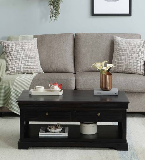 Solid wood espresso on sale coffee table