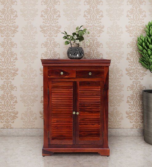 Buy Carleson Solid Wood Shoe Cabinet In Honey Oak Finish By