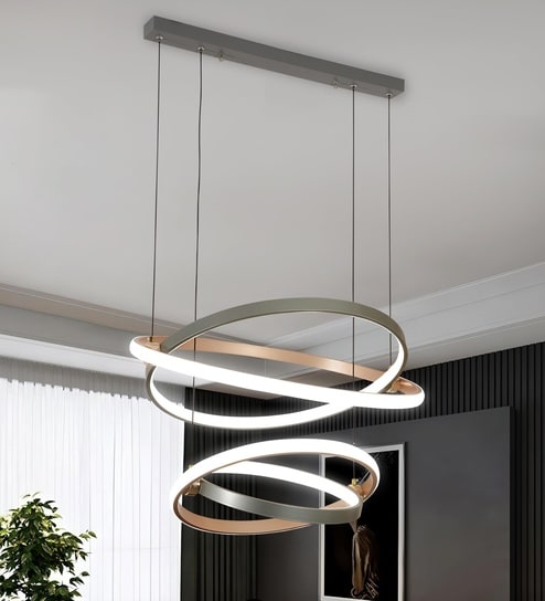 Carola 170W Modern LED Ceiling Chandelier | 65 cm Hanging Decorative Light | Google & Alexa Enabled | 3 Light Modes | Living Room, Hall & Bedroom | Height Adjustable