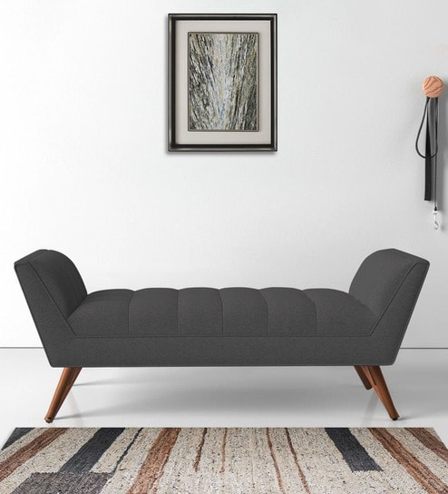 Cartes Fabric Bench in Charcoal Grey Colour