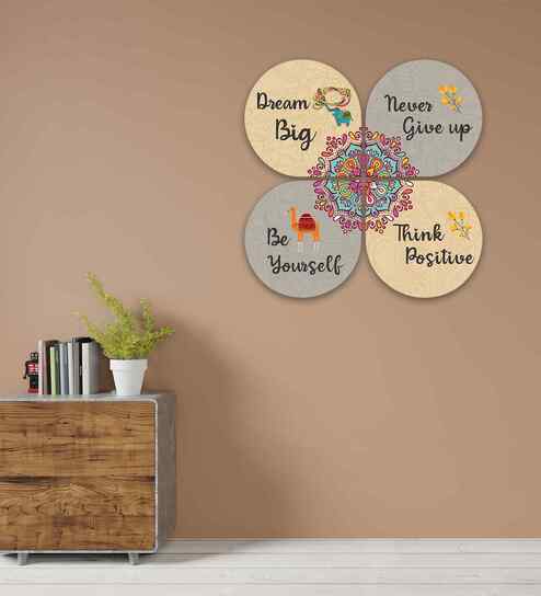 Set of 4 Dream Big Positive Quote Decor Wall Art